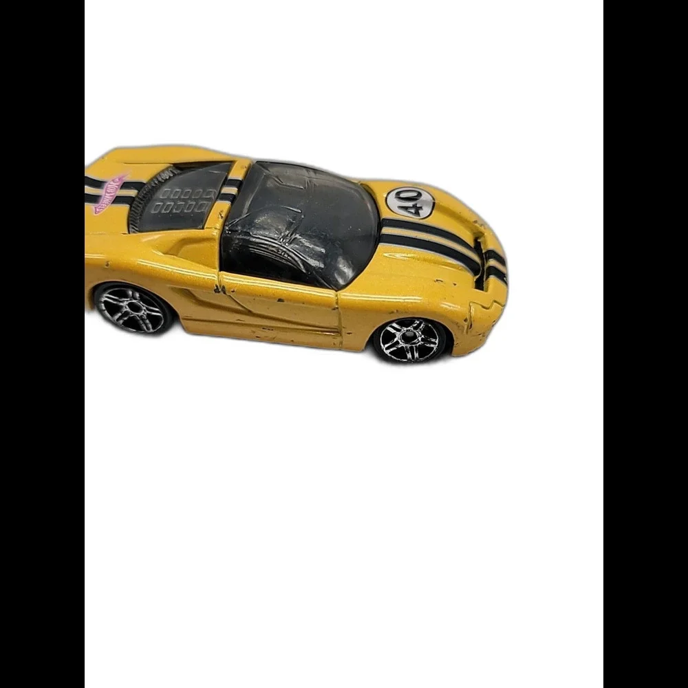 Hot Wheels 40 Somethin' Toy Car Diecast 2001 Yellow Black Stripes Tinted 1:64